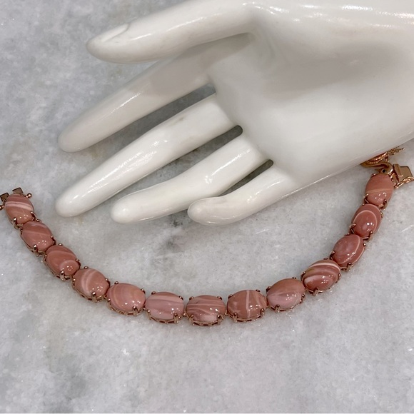 Australian Pink Opal Pink Jade Thai Black Spinel 14K RG Sterling Silver Bracelet - Picture 15 of 16